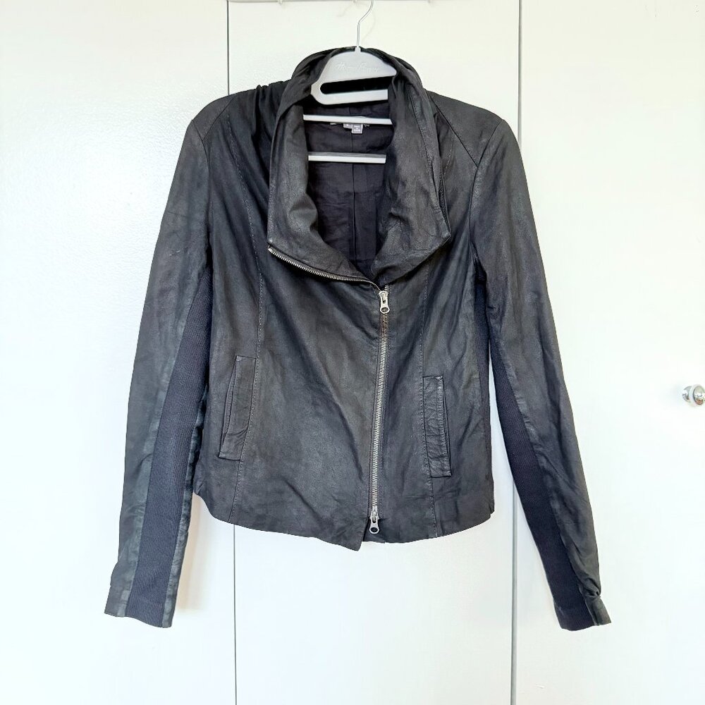 Unique Vince Soft "Paper Leather" Unstructured Biker Jacket